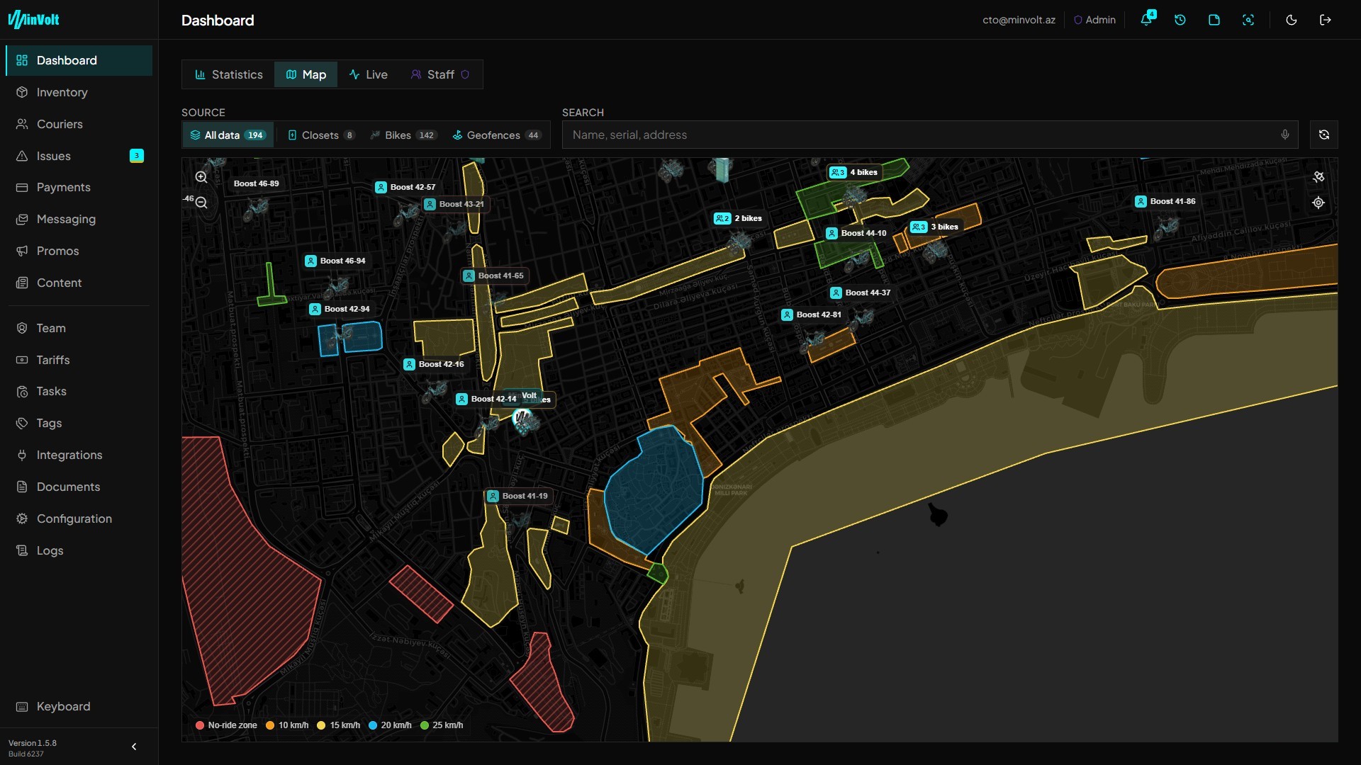 MinVolt live fleet platform map